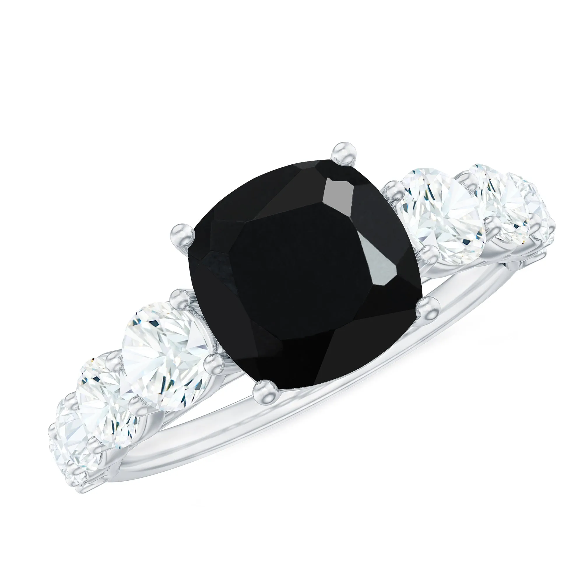 Lab Grown Black Diamond Solitaire Ring with Moissanite