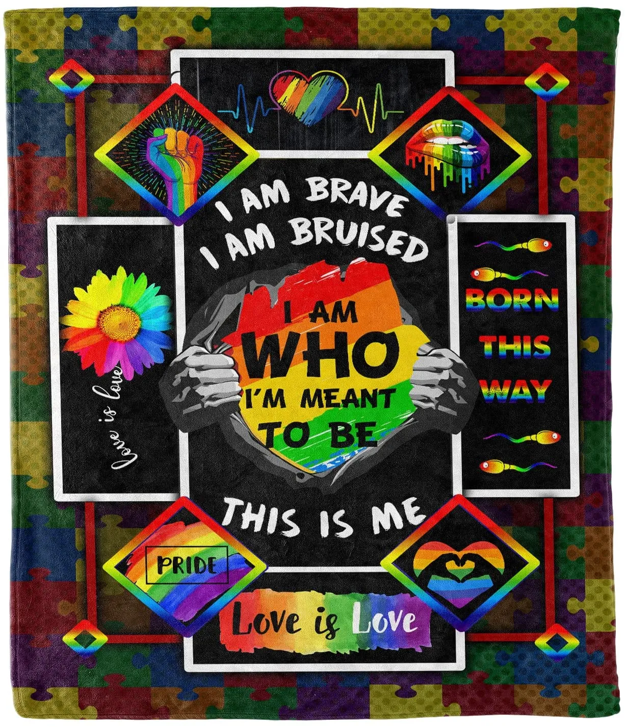 Lgbt Gay Lesbian Pride Blanket, I Am Who I'M Meant To Be Fleece Blanket For Couch Bed Sofa Travelling Camping Printed In Usa