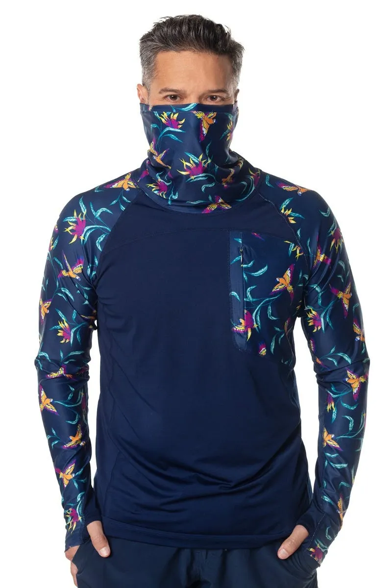 Men's Andros Fishing Tee  |  Navy Birds of Paradise