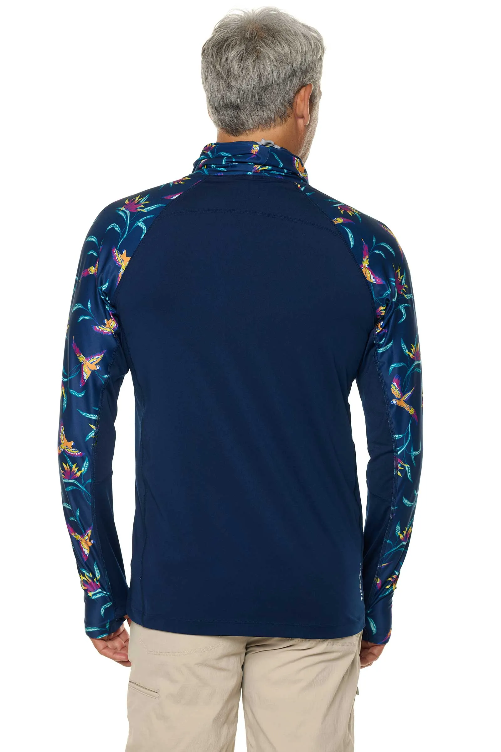 Men's Andros Fishing Tee  |  Navy Birds of Paradise