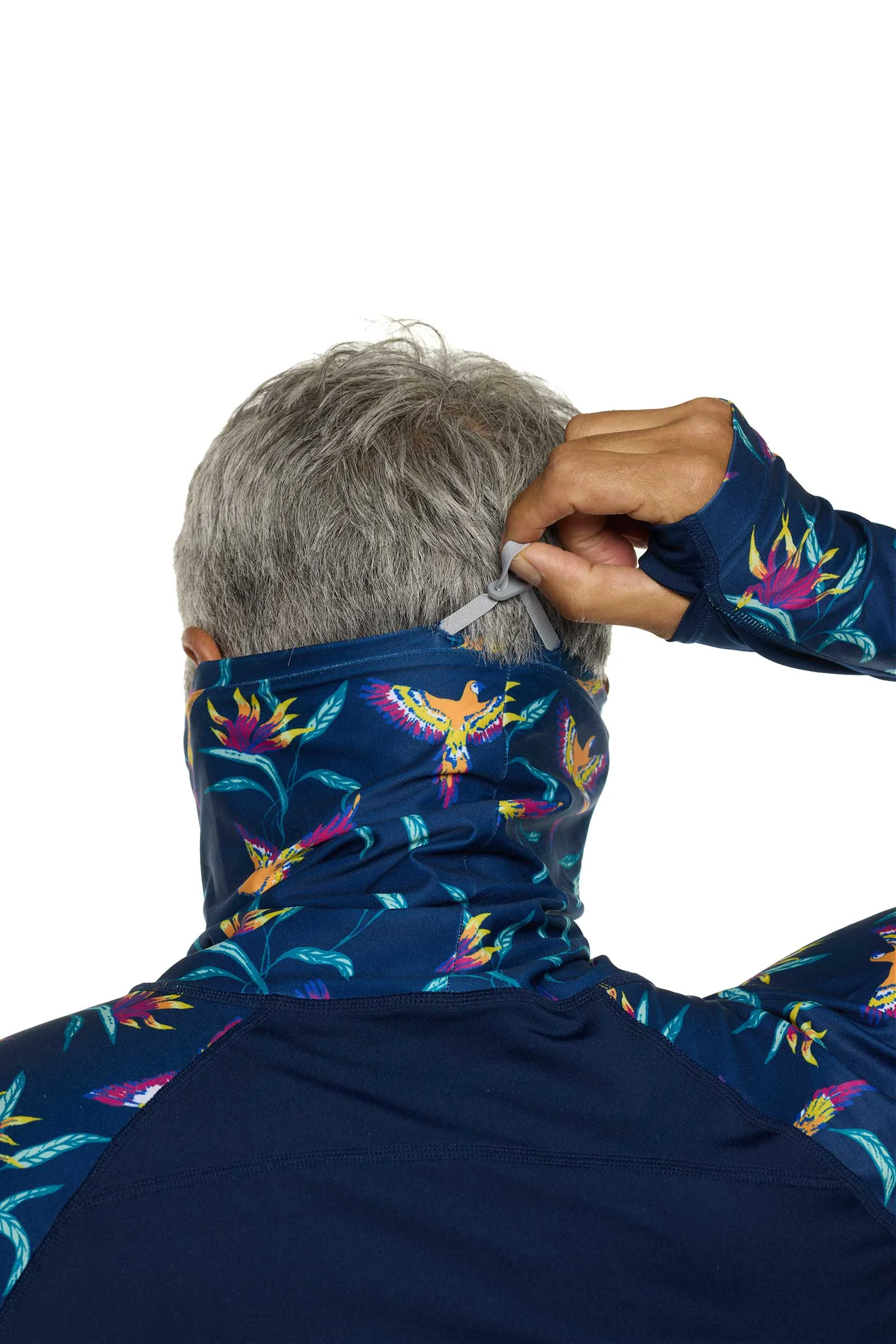 Men's Andros Fishing Tee  |  Navy Birds of Paradise