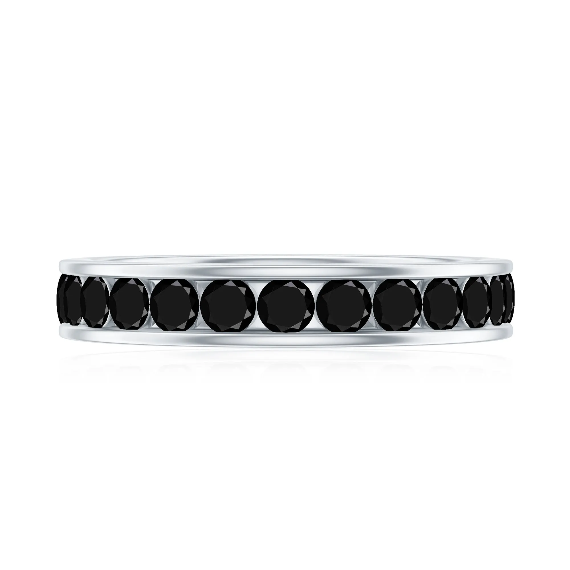 Natural Black Diamond Wedding Eternity Band Ring