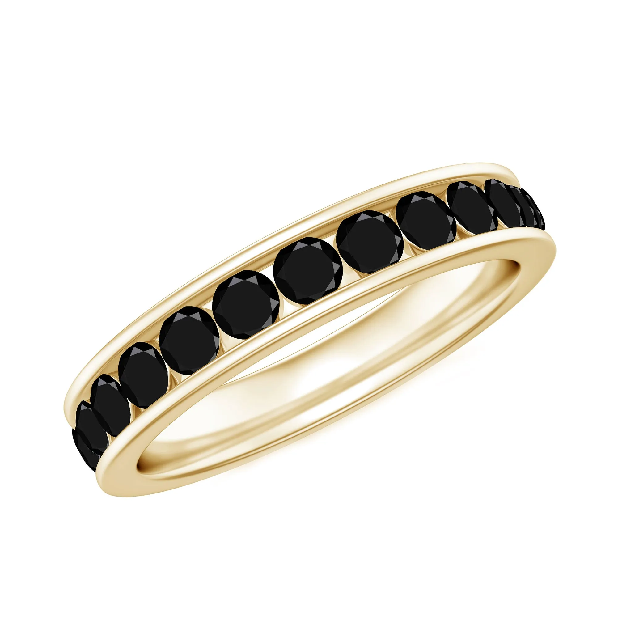 Natural Black Diamond Wedding Eternity Band Ring