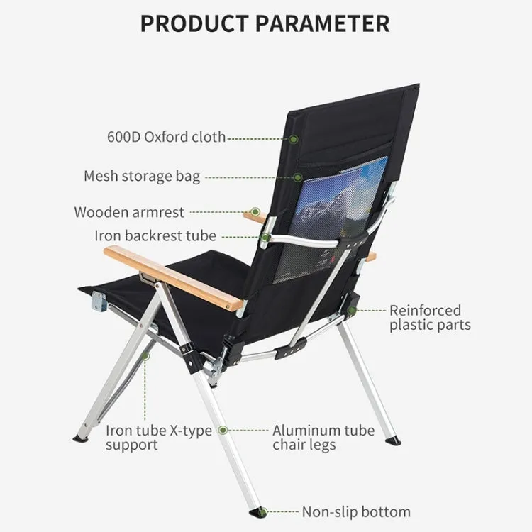 Naturehike NH17T003-Y Outdoor Aluminum Alloy 3-modes Adjustable Folding Chair (Black)