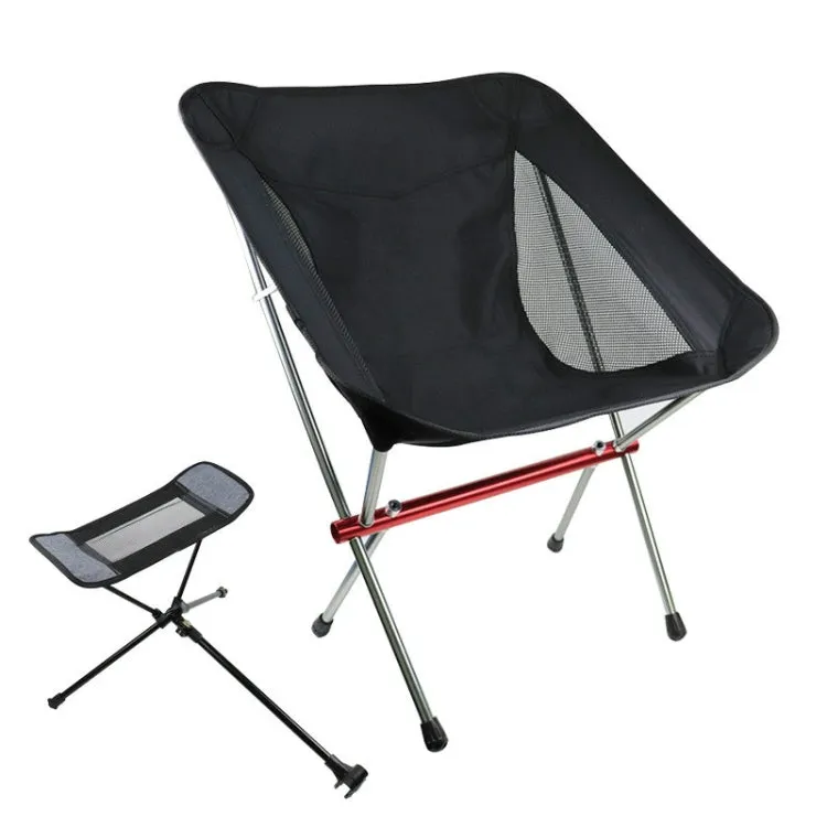 Outdoor Beach Chair Aluminum Alloy Ultra Light Camping Barbecue Fishing Portable Folding Back Chair(Folding Chair   Telescopic Tripod)