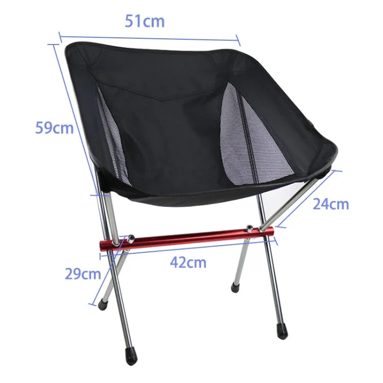 Outdoor Beach Chair Aluminum Alloy Ultra Light Camping Barbecue Fishing Portable Folding Back Chair(Folding Chair   Telescopic Tripod)