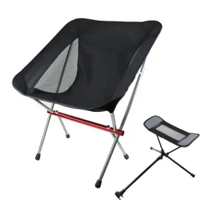 Outdoor Beach Chair Aluminum Alloy Ultra Light Camping Barbecue Fishing Portable Folding Back Chair(Folding Chair   Telescopic Tripod)