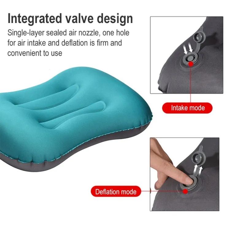 Outdoor Camping Trip Foldable Portable Inflatable Pillow Nap Waist Pillow, Specification:Inflate with Your Mouth(Peacock Blue)