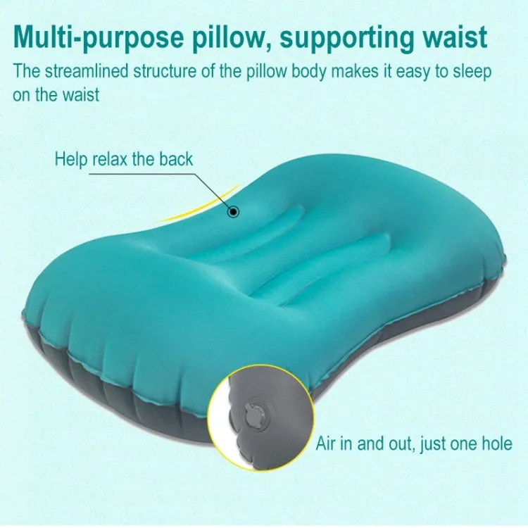 Outdoor Camping Trip Foldable Portable Inflatable Pillow Nap Waist Pillow, Specification:Inflate with Your Mouth(Peacock Blue)