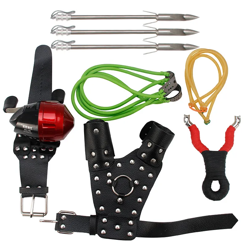 Outdoor Fishing Artifact Slingshot Hand Guard Fishing Reel, a Full Set of Rubber Bands 