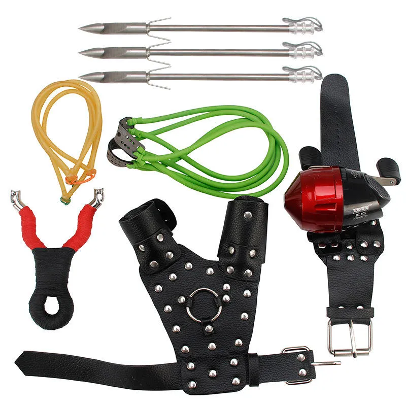 Outdoor Fishing Artifact Slingshot Hand Guard Fishing Reel, a Full Set of Rubber Bands 