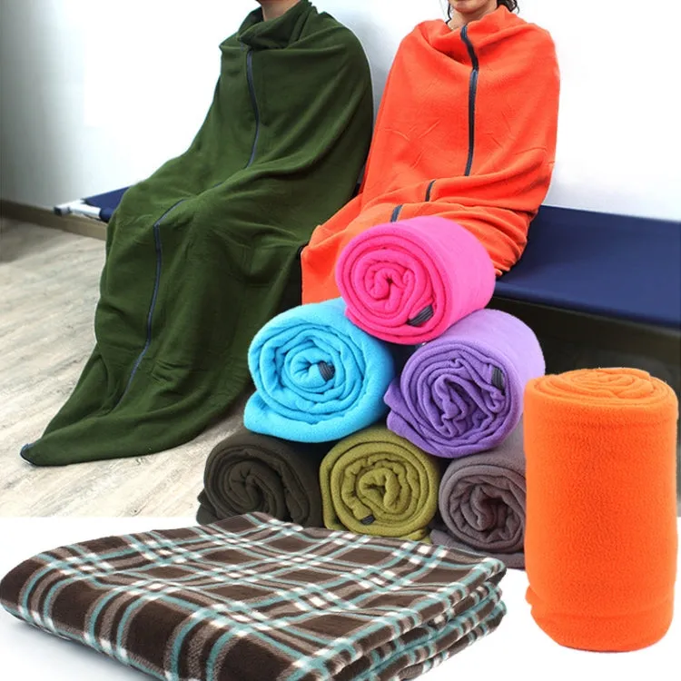 Outdoor Fleece Sleeping Bag Camping Trip Air Conditioner Dirty Sleeping Bag Separated By Knee Blanket During Lunch Break Extra Thick Section (Plaid Cloth)