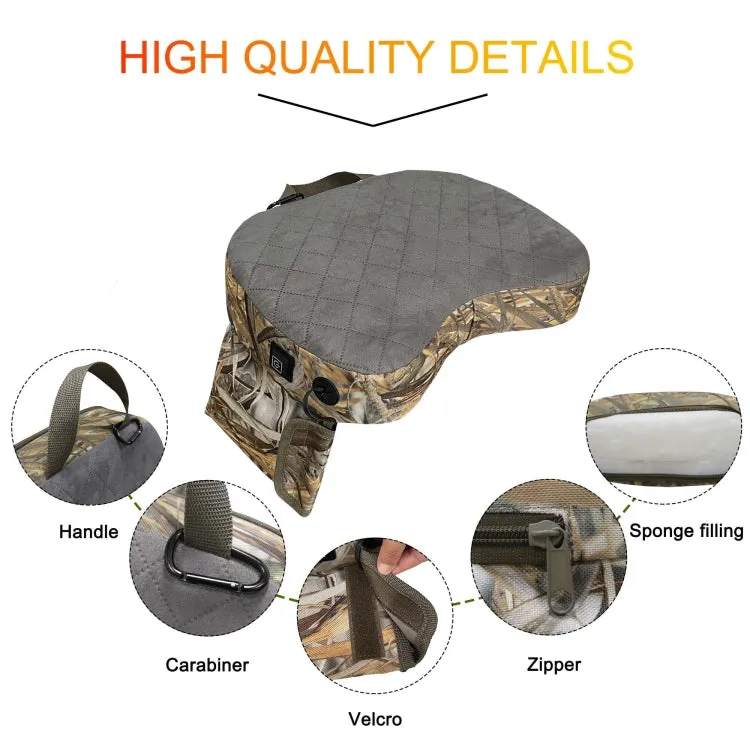 Outdoor Portable Camouflage 3 Gear Adjustable Heated Cushion 40x27x7cm(Leaf)