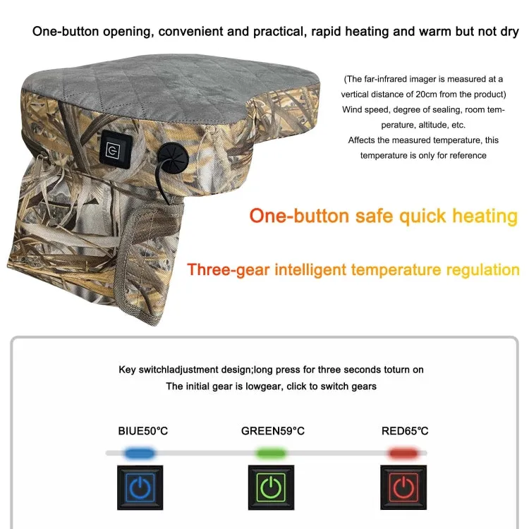 Outdoor Portable Camouflage 3 Gear Adjustable Heated Cushion 40x27x7cm(Leaf)