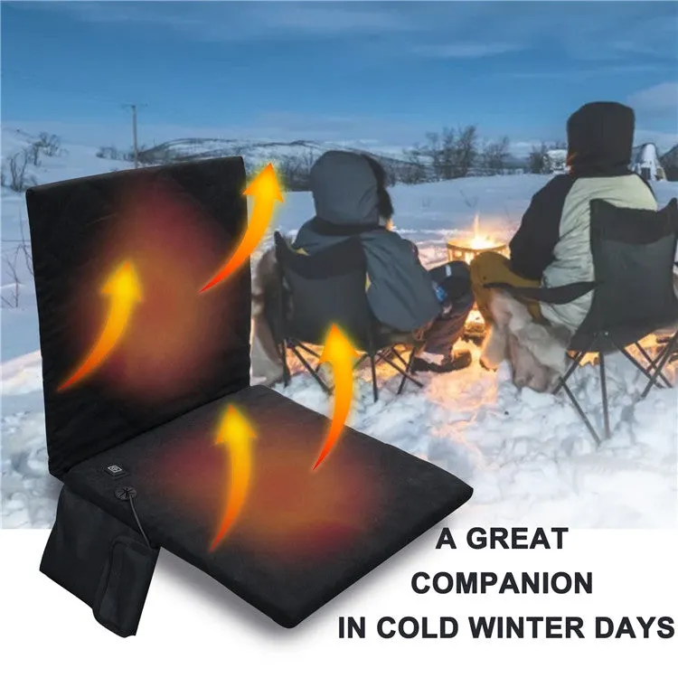 Outdoor Winter Camping Warm USB Heating Cushions With Backrest(Black)