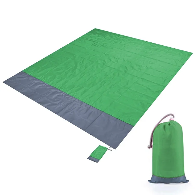 Polyester Waterproof Plaid Cloth Pocket Picnic Mat Outdoor Camping Beach Mat, Size: 2.1 x 2m(Green   Gray)