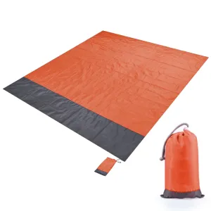 Polyester Waterproof Plaid Cloth Pocket Picnic Mat Outdoor Camping Beach Mat, Size: 2.1 x 2m(Orange   Dark Gray)