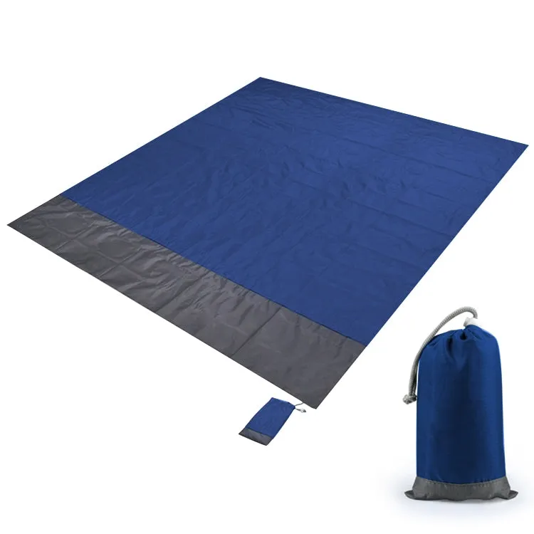 Polyester Waterproof Plaid Cloth Pocket Picnic Mat Outdoor Camping Beach Mat, Size: 2.1 x 2m(Royal Blue   Dark Gray)