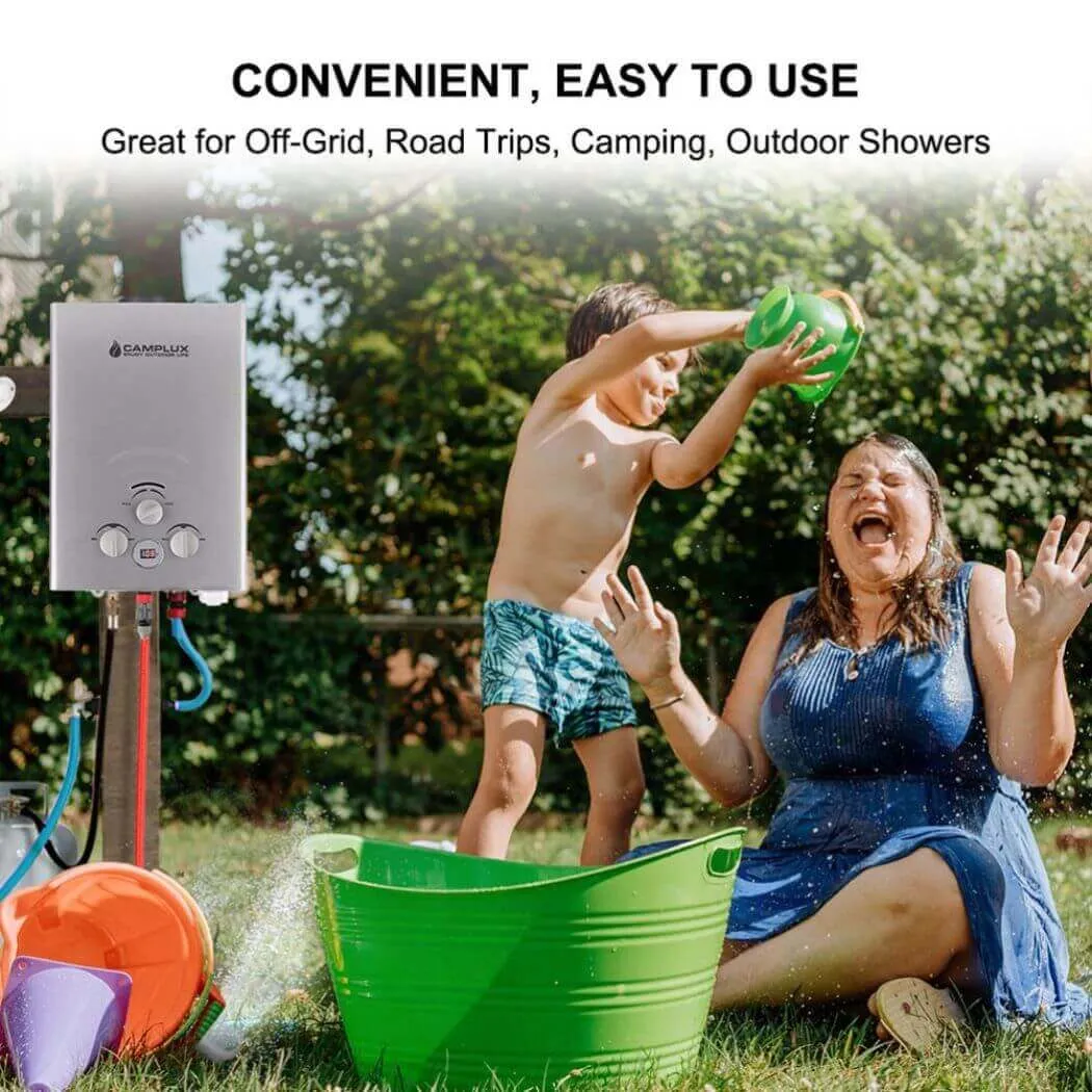 Portable Water Heater,Camplux Tankless Water Heater Propane,1.58 GPM On Demand Water Heater,Outdoor Gas Water Heater,Gray