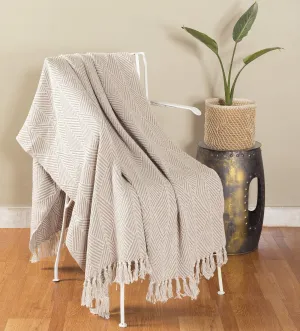 Ravaiyaa - Attitude is everything Cotton Soft Blanket Hand Knitted Winter Warm Comforter Throw AC Blanket Sofa Couch Throw Blanket (Beige Triangle)