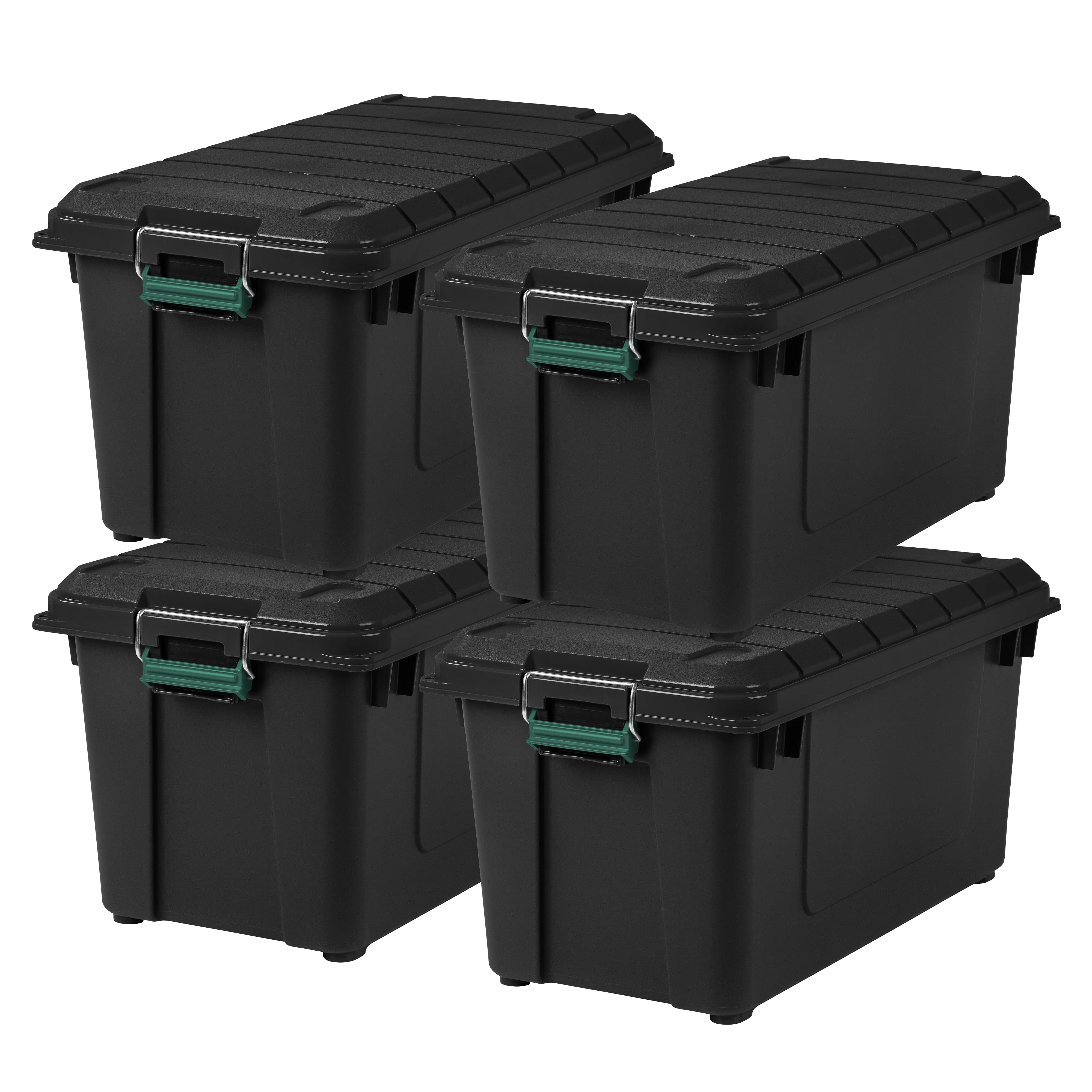 Remington® 82 Quart WeatherPro® Storage Box, Store-It-All Utility Tote, 4 Pack, Black