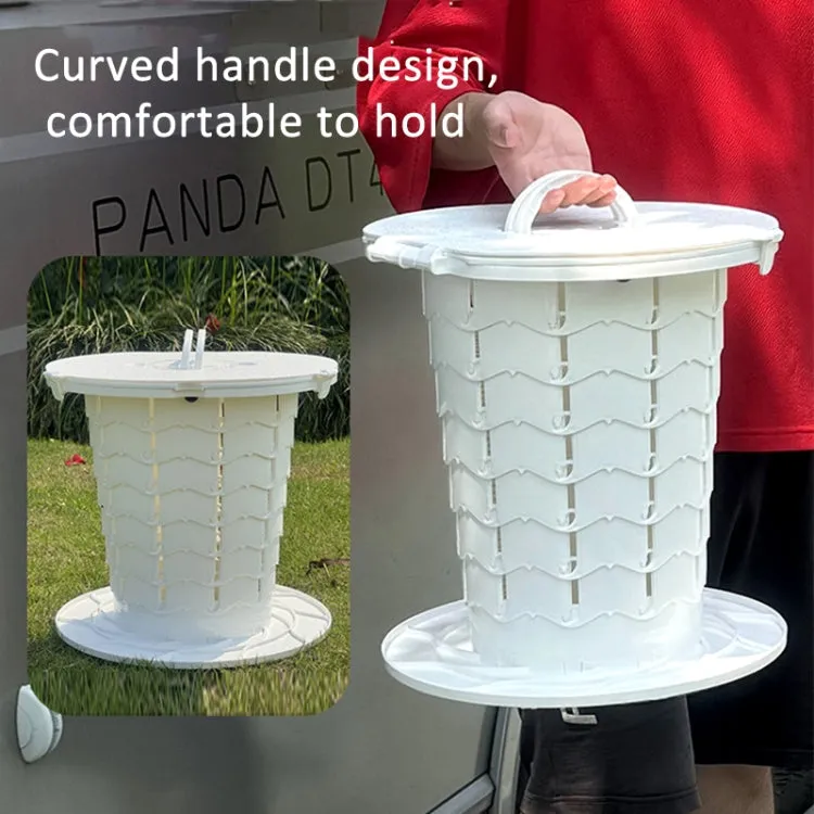 Retractable Portable Travel Toilet Collapsible Stool for Outdoors Fishing Camping With Light Black