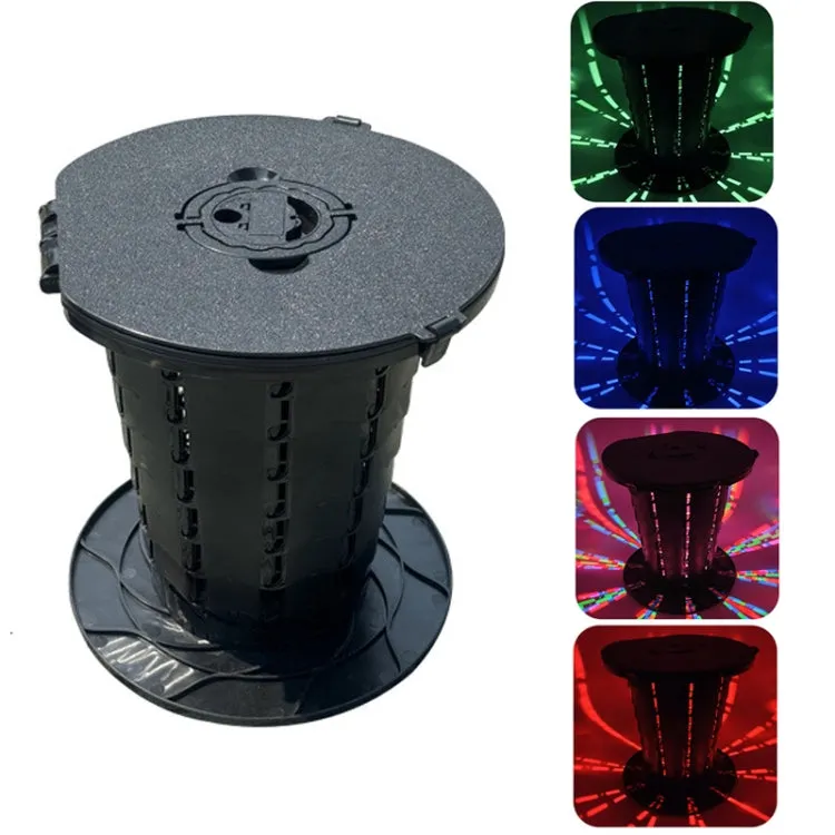 Retractable Portable Travel Toilet Collapsible Stool for Outdoors Fishing Camping With Light Black