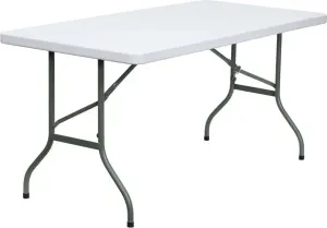 Rivera 30''W x 60''L  Plastic Folding Table, Granite White, 330 lb Load