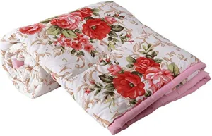 ROMAN HOME Flowers Print 40% Cotton & 60% Microfiber Single Bed Reversible AC Blanket/AC Dohar 240x210cm.