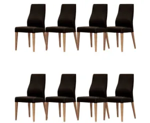 Rosemallow Dining Chair Set of 8 PU Leather Seat Solid Messmate Timber - Black