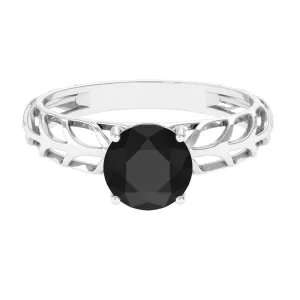 Round Lab Grown Black Diamond Solitaire Ring