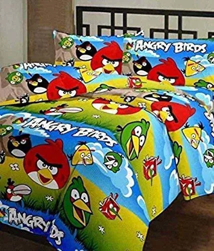 Royal Traders Cotton and Microfiber Cartoon Kids Design Print only Single Bed Reversible AC Blanket (angry Bird)