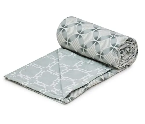 RRC Super Soft Brushed Microfiber Cotton Single Bed Dohar 140 GSM 3 Layered Quilted Dohar Soft Lightweight Reversible Printed AC Blanket Single Bed for All Season (Grey)