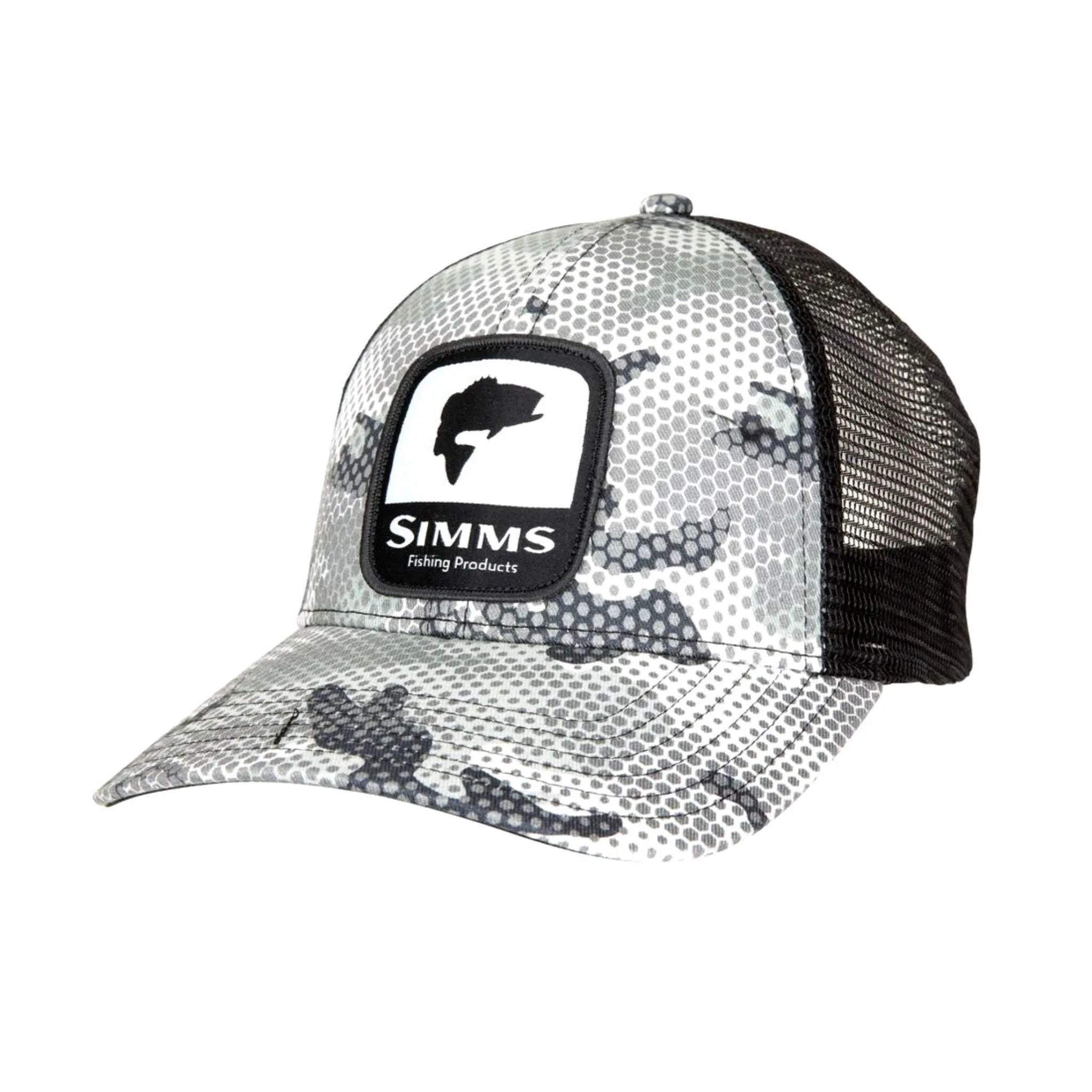 Simms Bass Patch Trucker Cap - Hex Camo Carbon