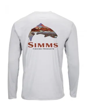 Simms Men's Solar Tech LS Tee/ Troutscape Sterling