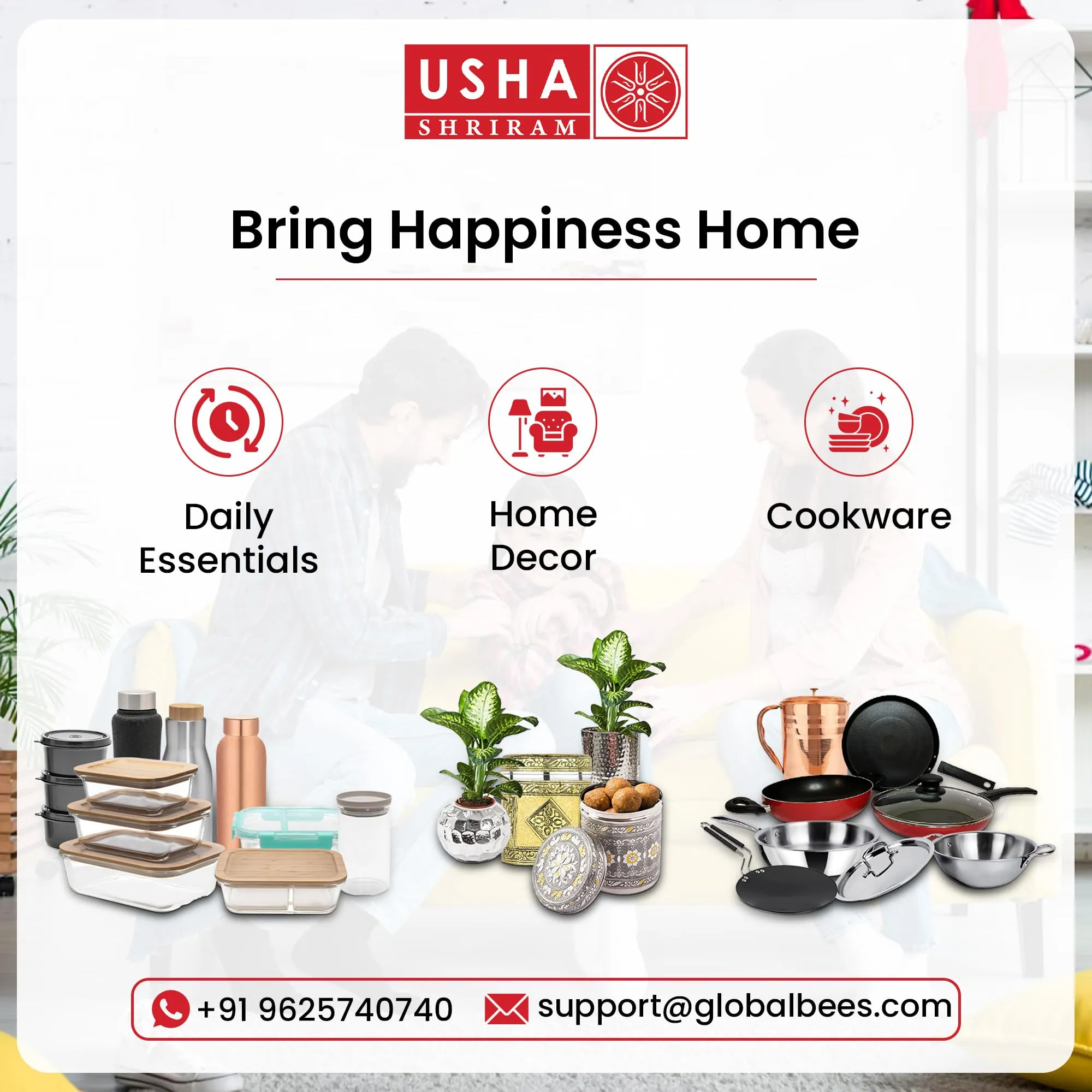 USHA SHRIRAM (24cm Lunar Haze Non Stick Roti Tawa with Riveted Handle | High Grade Aluminium | Scratch Resistant Surface | Roti Nonstick Dosa Tawa Non Stick Pan | Flat Tawa Non Stick(Grey)